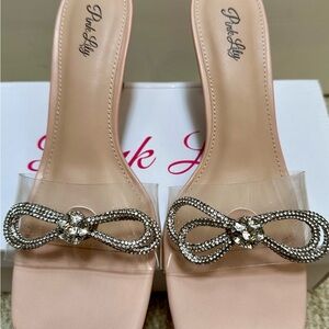 Trending DEMURE rhinestone kitten heels!